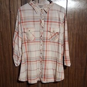 Passport Cream and Orange Plaid Shirt
